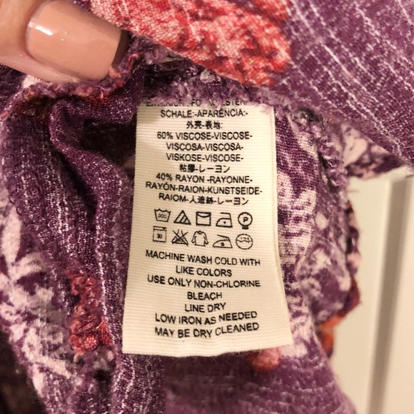 Free People Berry Purple Floral Open Back Tunic Printed Flowy Mini Dress - Picture 15 of 16